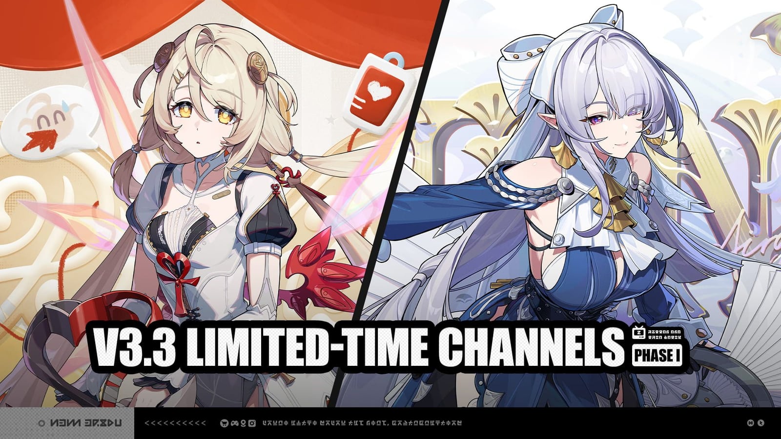 Official key art for Version 3.3 Phase I, showing Phoenix and Velina